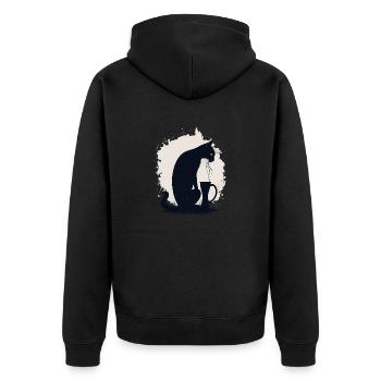 Chat noir avec tasse de café - Veste à capuche bio Premium Unisexe - noir - Dos - Nico (187cm)