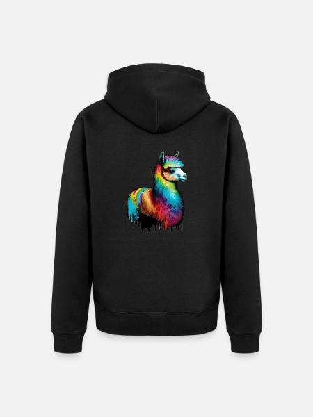 Alpaca Llama Rain Drops - Unisex Premium Organic Zip Hoodie - black