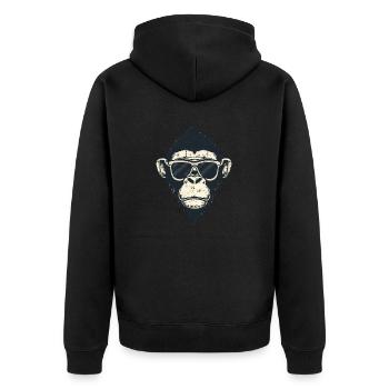 affe kopf sonnenbrille cool haare Frisur grunge - Unisex Premium Bio Zip Hoodie - Schwarz - Hinten - Nico (187cm)