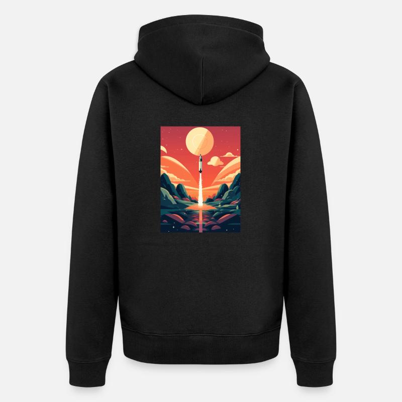 Rocket Launch Raketenstart - Unisex Premium Bio Zip Hoodie - Schwarz