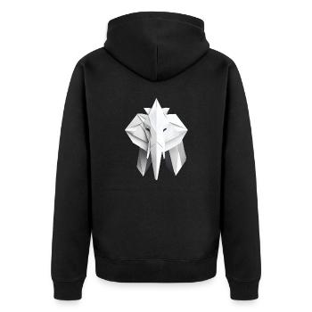 Origami Paper Elephant - Unisex Premium Organic Zip Hoodie - black - Back - Nico (187cm)