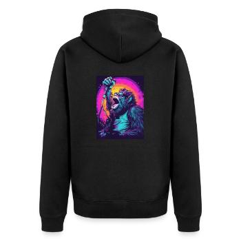 Singender Gorilla - Unisex Premium Bio Zip Hoodie - Schwarz - Hinten - Nico (187cm)