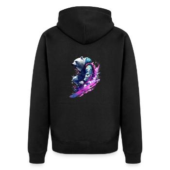 Ours polaire en snowboard - Veste à capuche bio Premium Unisexe - noir - Dos - Nico (187cm)