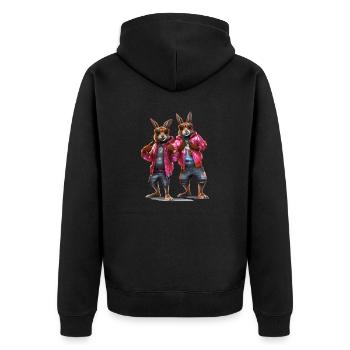Hip Hop Hasen mit Sonnenbrille - Unisex Premium Bio Zip Hoodie - Schwarz - Hinten - Nico (187cm)