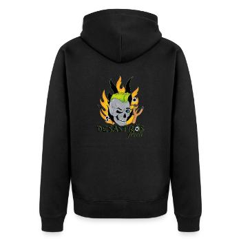 𝔻𝔼𝕊𝔸𝕊𝕋ℝÖ𝕊 𝖋𝖗𝖊𝖈𝖍 - Unisex Premium Bio Zip Hoodie - Schwarz - Hinten - Nico (187cm)