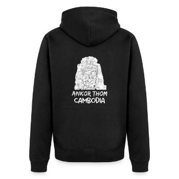 Cambodia Temple Khmer Vintage Flag I Gift - Unisex Premium Organic Zip Hoodie - black - Back - Nico (187cm)