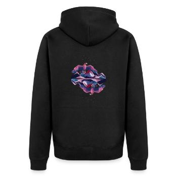 Eagle at the Mountaintop (Dreamy Animals) - Unisex Premium Bio Zip Hoodie - Schwarz - Hinten - Nico (187cm)