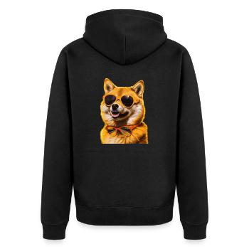 Shiba Inu Cool - Shiba Inu - Unisex Premium Organic Zip Hoodie - black - Back - Nico (187cm)