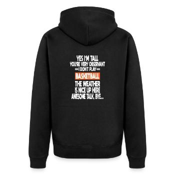 Lustige große Basketballspieler Vintage Basketball - Unisex Premium Bio Zip Hoodie - Schwarz - Hinten - Nico (187cm)