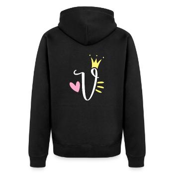 Lettre V Lettre initiale Couronne - Veste à capuche bio Premium Unisexe - noir - Dos - Nico (187cm)