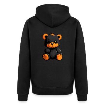 Kinder Teddybär guckt Süß - Unisex Premium Bio Zip Hoodie - Schwarz - Hinten - Nico (187cm)