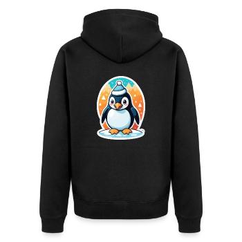 Penguin Christmas Illustration - Unisex Premium Organic Zip Hoodie - black - Back - Nico (187cm)