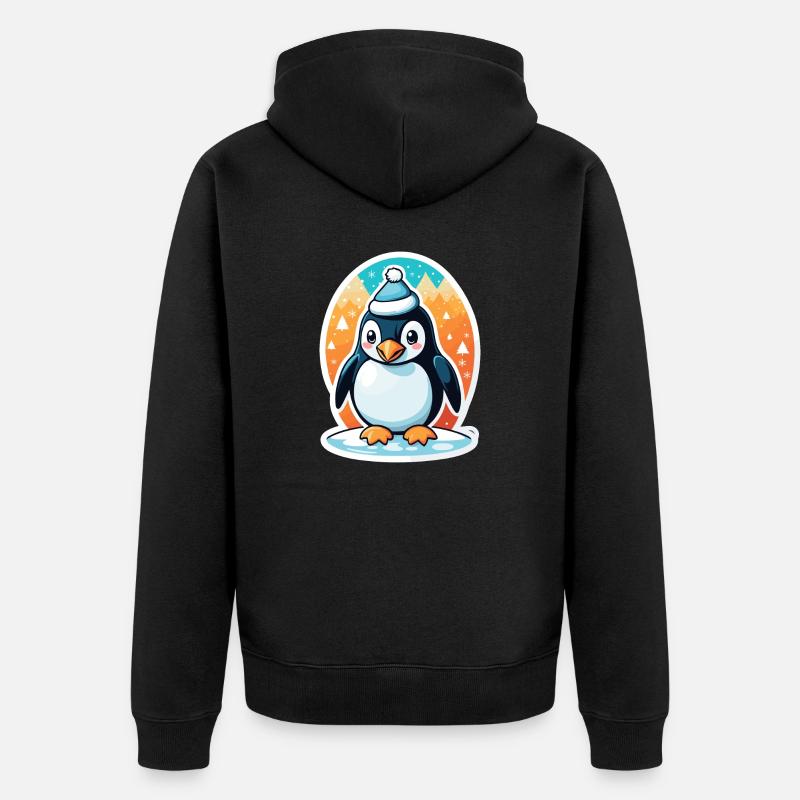 Illustration de Noël pingouin - Veste à capuche bio Premium Unisexe - noir