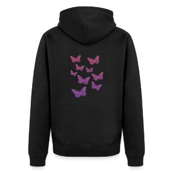 Schmetterling, Butterfly - Unisex Premium Bio Zip Hoodie - Schwarz - Hinten - Nico (187cm)