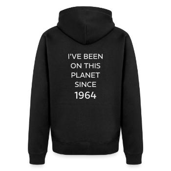I VE BEEN ON THIS PLANET SINCE 1964 - Unisex Premium Organic Zip Hoodie - black - Back - Nico (187cm)
