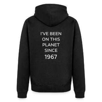 I VE BEEN ON THIS PLANET SINCE 1967 - Unisex Premium Organic Zip Hoodie - black - Back - Nico (187cm)