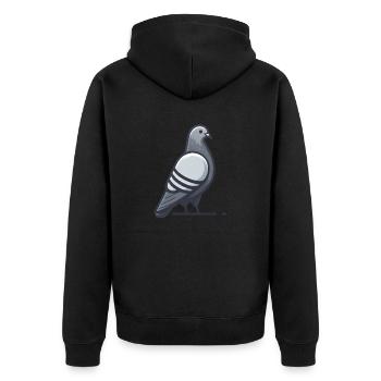 Held der Stadt - Die graue Stadttaube - Unisex Premium Bio Zip Hoodie - Schwarz - Hinten - Nico (187cm)