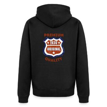 Premium quality 1930 - Unisex Premium Organic Zip Hoodie - black - Back - Nico (187cm)