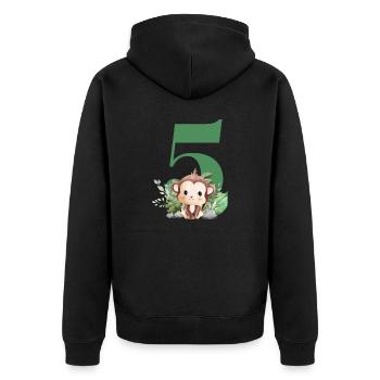 5e anniversaire singe safari - Veste à capuche bio Premium Unisexe - noir - Dos - Nico (187cm)