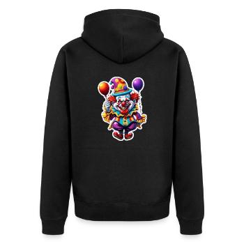 Clown / Zirkus / Fasching / Karneval / verspielt - Unisex Premium Bio Zip Hoodie - Schwarz - Hinten - Nico (187cm)