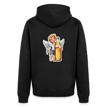 Amor / Liebe / Pfeil / Herz / Valentinstag - Unisex Premium Bio Zip Hoodie - Schwarz - Hinten - Nico (187cm)