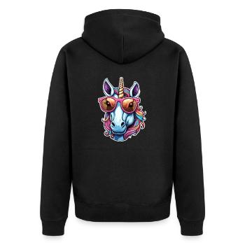 Unicorn / mythical creatures / fairy tales / magic / glitter - Unisex Premium Organic Zip Hoodie - black - Back - Nico (187cm)