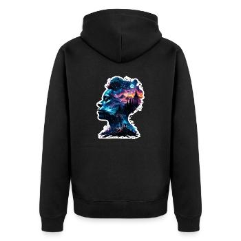 Silhouette / Wald / Porträt / Bäume / Person - Unisex Premium Bio Zip Hoodie - Schwarz - Hinten - Nico (187cm)