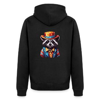 Clown Animal / Cirque / Drôle / Coloré / Raton laveur - Veste à capuche bio Premium Unisexe - noir - Dos - Nico (187cm)