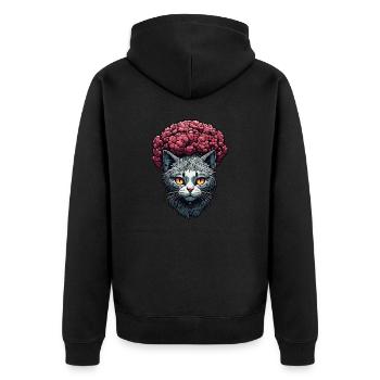 Cool Cat / Funny / Animal / Pet / Crazy - Unisex Premium Organic Zip Hoodie - black - Back - Nico (187cm)