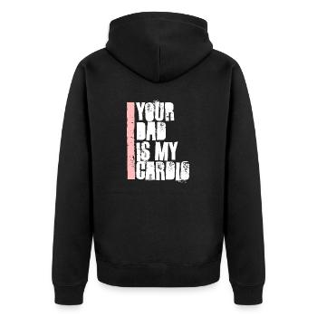 Dein Vater ist mein Herz-Kreislauf-System Lustiger Vater-Muttertag - Unisex Premium Bio Zip Hoodie - Schwarz - Hinten - Nico (187cm)