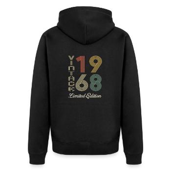 1968 Geburtstag Geboren 1968 Vintage Retro. Editio - Unisex Premium Bio Zip Hoodie - Schwarz - Hinten - Nico (187cm)
