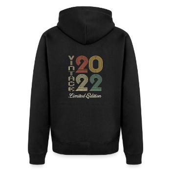 2022 Geburtstag Geboren im Jahr 2022 Vintage Retro. Editio - Unisex Premium Bio Zip Hoodie - Schwarz - Hinten - Nico (187cm)