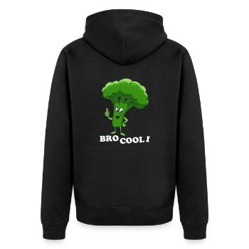 Bro Cool I - Broccoli, Vegetables, Vegetarian, Vegan - Unisex Premium Organic Zip Hoodie - black - Back - Nico (187cm)
