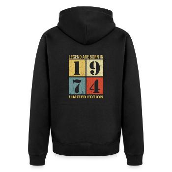 Original Calendar 1974 Vintage Birthday Rec - Unisex Premium Organic Zip Hoodie - black - Back - Nico (187cm)