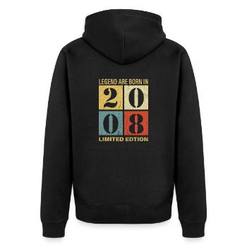 Original Kalender 2008 Vintage Geburtstag Rec - Unisex Premium Bio Zip Hoodie - Schwarz - Hinten - Nico (187cm)