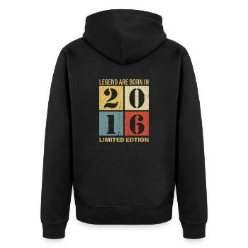 Original Calendar 2016 Vintage Birthday Rec - Unisex Premium Organic Zip Hoodie - black - Back - Nico (187cm)