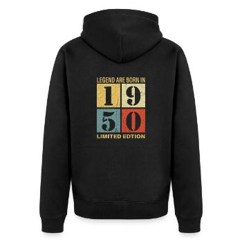 Original Calendrier 1950 Vintage anniversaire rétr - Veste à capuche bio Premium Unisexe - noir - Dos - Nico (187cm)