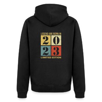 Original Calendrier 2023 Vintage anniversaire rétr - Veste à capuche bio Premium Unisexe - noir - Dos - Nico (187cm)