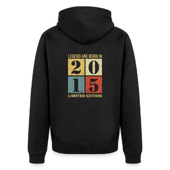 Original Kalender 2015 Vintage Geburtstag Rec - Unisex Premium Bio Zip Hoodie - Schwarz - Hinten - Nico (187cm)