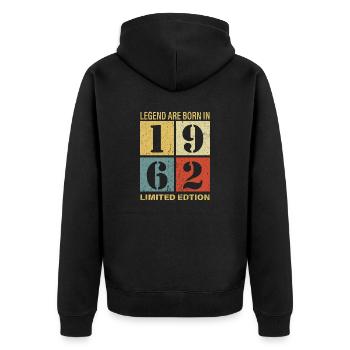 Original Calendar 1962 Vintage Birthday Rec - Unisex Premium Organic Zip Hoodie - black - Back - Nico (187cm)