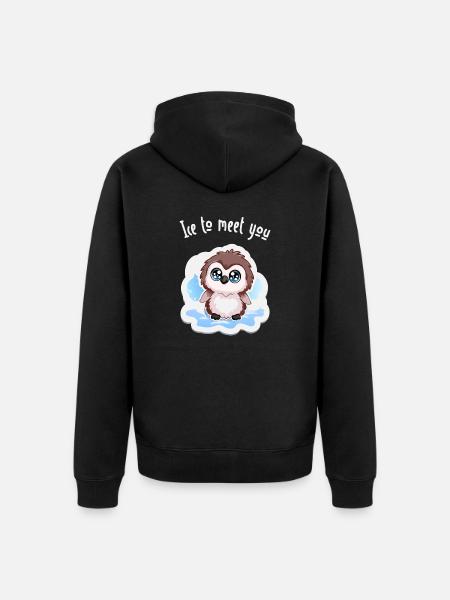 Ice to Meet You Penguin - Unisex Premium Organic Zip Hoodie - black