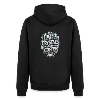 La force grâce aux cristaux et à la caféine - Veste à capuche bio Premium Unisexe - noir - Dos - Nico (187cm)