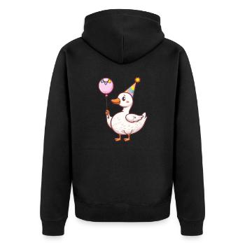 Gans Geburtstag Comic Niedlich - Unisex Premium Bio Zip Hoodie - Schwarz - Hinten - Nico (187cm)