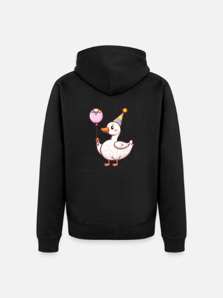 Goose Birthday Comic Cute - Unisex Premium Organic Zip Hoodie - black