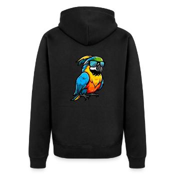 Papagai Comic Cool - Unisex Premium Bio Zip Hoodie - Schwarz - Hinten - Nico (187cm)