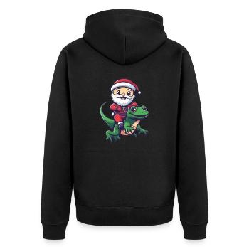 Lézard Père Noël Dessin animé - Veste à capuche bio Premium Unisexe - noir - Dos - Nico (187cm)