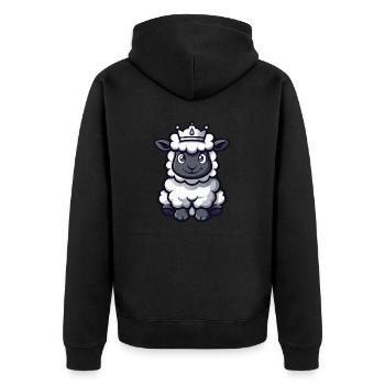 Schaf Cartoon Krone - Unisex Premium Bio Zip Hoodie - Schwarz - Hinten - Nico (187cm)