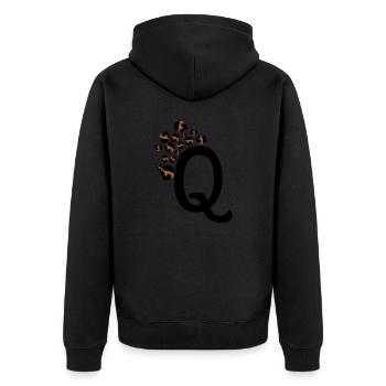 Lettre q motifs léopard - Veste à capuche bio Premium Unisexe - noir - Dos - Nico (187cm)