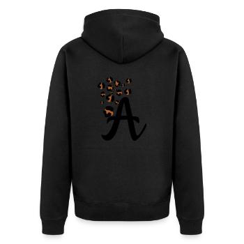 Lettre a motifs léopard - Veste à capuche bio Premium Unisexe - noir - Dos - Nico (187cm)