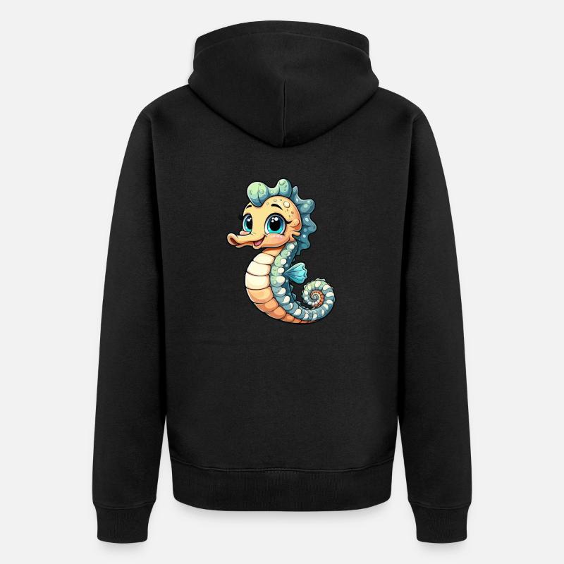Fille hippocampe - Veste à capuche bio Premium Unisexe - noir
